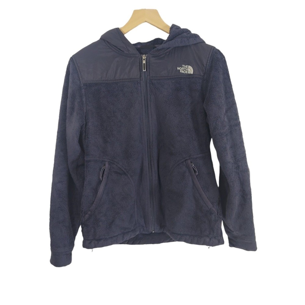 North Face Women Small Fleece Full Zip Hoodie Purple/Gray Color